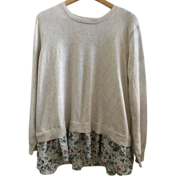 Time and Tru XXL Floral Tunic Sweater Top Boho Cottagecore Long Sleeve Blouse - Picture 1 of 6